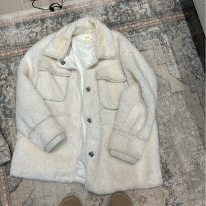 Anthropology white fur jacket